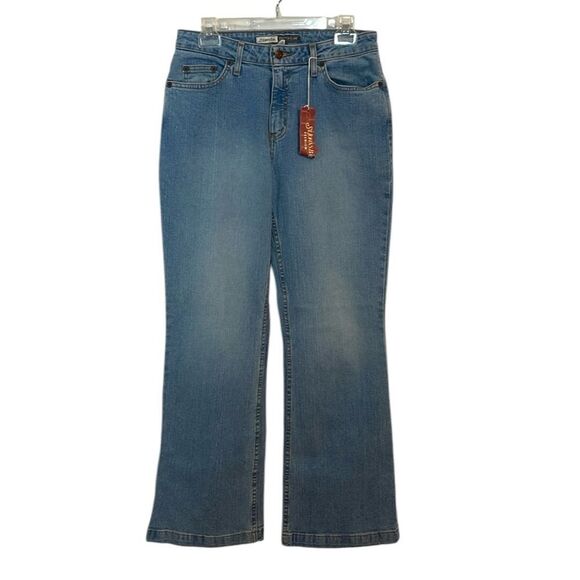 St John’s Bay Stretch Flare Blue Jeans, 6 - Picture 1 of 6